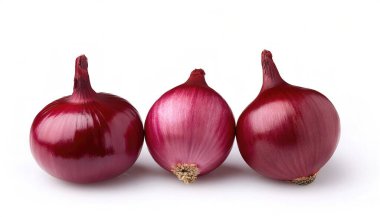 Organic Sweet Red purple whole onion bulb, isolated on white background.  Used for cooking and flavoring of soup and meat dishes. Raw, fresh whole and cut straight from garden to the table clipart