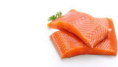 Fresh raw salmon or trout sea fish fillet. High in protein, essential fats and minerals for good health. Isolated on white background with copy space clipart