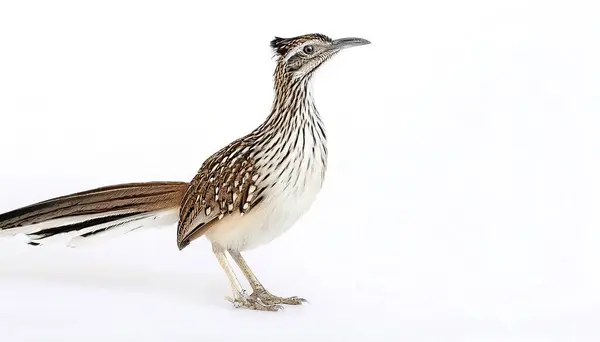 stock image roadrunners - genus Geococcyx - aka chaparral birds or cocks, are species of brown colored fast running ground cuckoos with long tails and crests.  isolated on white background with copy space