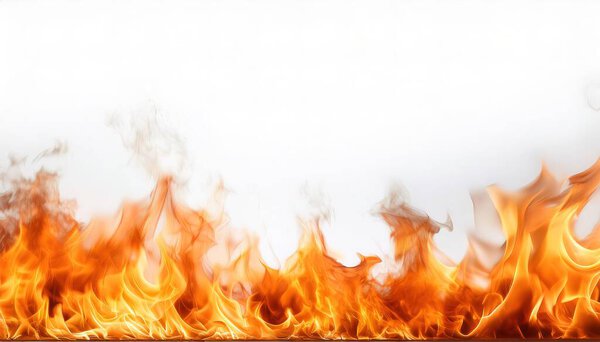 Огонь пламя изолированы на белом фоне. оранжевый красный огонь горит пламя изолированы, абстрактная текстура. Пылающий эффект с горящим огнем.