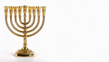 Menorah is a has nine candles. eight candles in a row, and one helper candle, known as a shammash, and represents Jewish people and Judaism in both the Land of Israel  and the Diaspora. On white clipart