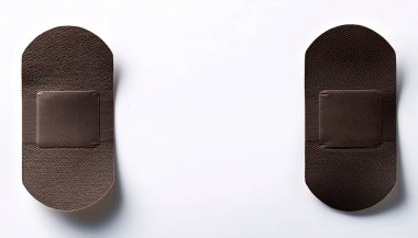 koyu siyah kahverengi yapıştırıcı bandaj veya yapışkan, yapışkan, tıbbi alçı veya yara bandı dikişe veya dikişe gerek duymayacak kadar ciddi olmayan yaralar için kullanılan küçük bir tıbbi bandajdır. Beyazda izole edilmiş