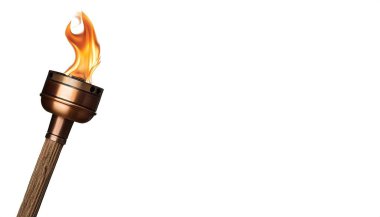 torch is a stick with combustible material at one end which can be used as a light source or to set something on fire.  gas or old rags can be used as a propellant.  isolated on white background clipart