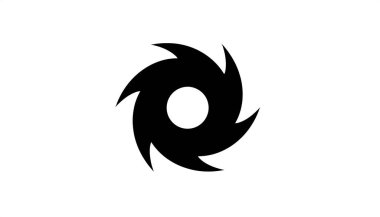 Kasırga Simgesi, Kasırga, kasırga işaretleri, testere, testere, yıldız, Shuriken, Ninja Yıldızı, tayfun, dönme, hortum tasarımı beyaz arka planda izole edilmiş siyah renk.