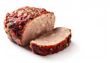 Rulo köfte, diğer malzemelerle karıştırılarak bir somun ekmek şeklindeki, daha sonra pişirilmiş veya tütsülenmiş bir et türüdür. Kopya alanı ile beyaz arkaplanda izole