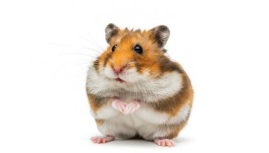 Altın ya da Suriye hamsterı - Mezocricetus auratus - dönen tekerlek üzerinde koşan kemirgenler ve popüler evcil hayvanlardır. Hayat benzetmesi. Hiçbir yere varamıyoruz. Beyazda izole edilmiş
