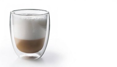 Kırılmaz yalıtımlı Çift Duvar Borosilikatlı Cam Kahve kupası sıvıyı daha uzun süre sıcak tutarken dış duvar güvenli dokunuşlar için serin kalıyor. Kopya alanı ile beyaz arkaplanda izole