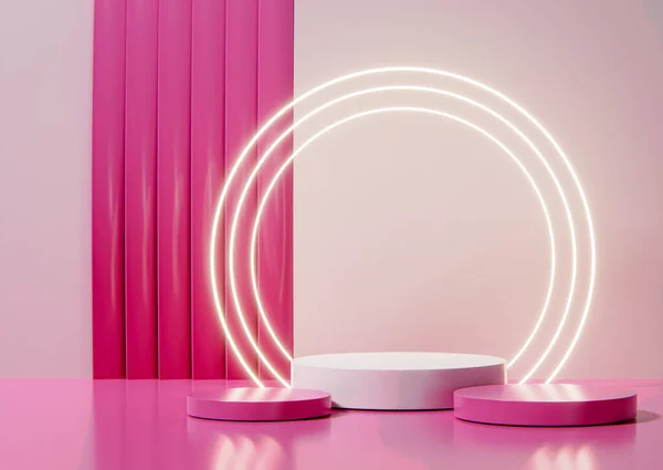 Pembe en iyi reklam podyumu 3D illüstrasyon.