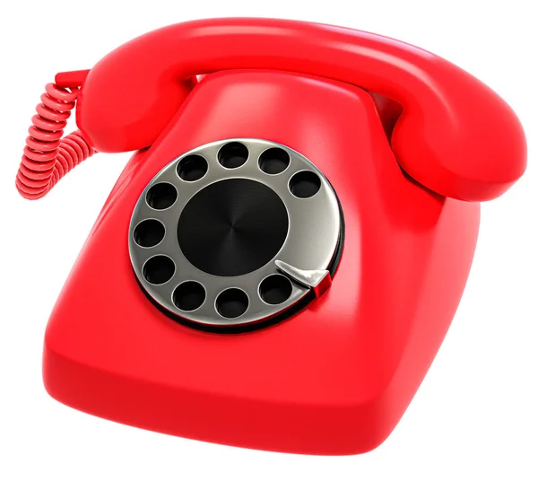 Rode Oude Roterende Telefoon Geïsoleerd Renderen — Stockfoto
