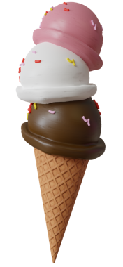 3 boyutlu dondurma külahı.