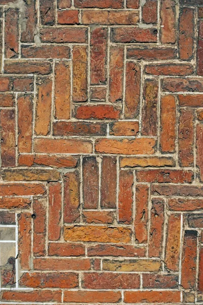 Brickwork Από Τεχνητά Τοποθετημένα Τούβλα Φόντο — Φωτογραφία Αρχείου