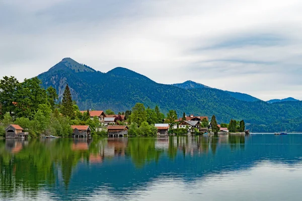 Walchensee Köyünün Bavyera Almanya Daki Walchensee Alp Gölü Manzarası — Stok fotoğraf