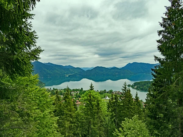 Widok Lotu Ptaka Jezioro Walchensee Górnej Bawarii Bawaria Niemcy — Zdjęcie stockowe