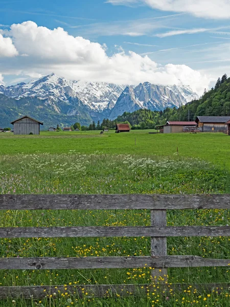 stock image View of the village Farchant in Werdenfelser Land at the foot of the Wetterstein Mountains, Bavaria, Germany