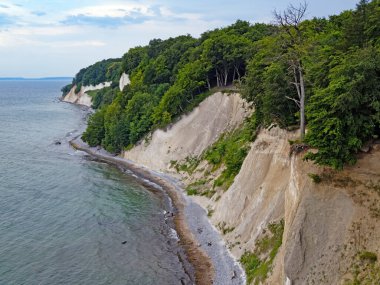 Almanya 'nın Mecklenburg-Batı Pomerania kentindeki Jasmund Ulusal Parkı' nda Baltık Denizi 'ne kadar uzanan tebeşir kayalıklarının manzarası