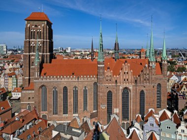Polonya 'nın Gdansk kentindeki St. Mary Kilisesi' nin hava manzarası