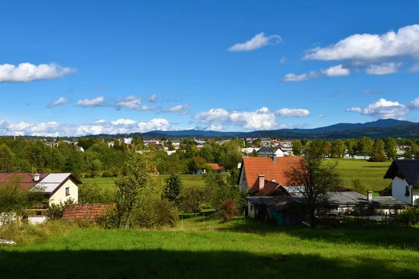 Vista Ciudad Kocevje Dolenjska Eslovenia Colinas Cubiertas Bosques — Foto de Stock