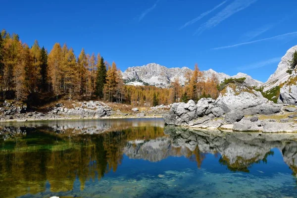 Pemandangan Danau Doube Lembah Danau Triglav Alpen Julian Gorenjska Slovenia — Stok Foto