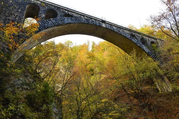 Stone Railway Bridge Vintgar Gorge Bled Gorenjska Slovenia — Stock Photo, Image