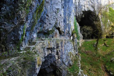 Slovenya 'nın Primorska kentindeki Divaca ve Matavun yakınlarındaki Skocjan mağaralarına giriş