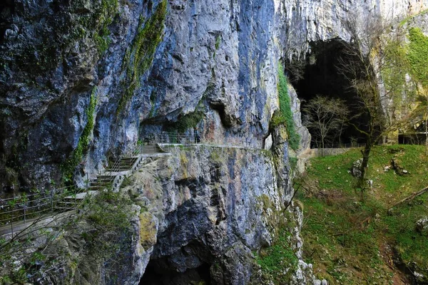 Vstup Skokanských Jeskyní Divacy Matavunu Primorské Slovinsko — Stock fotografie