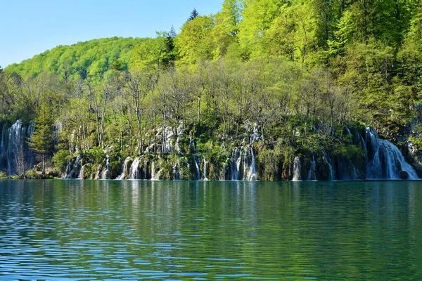 Cascade Cascades Aux Lacs Plitvice Dans Comté Lika Senj Croatie — Photo