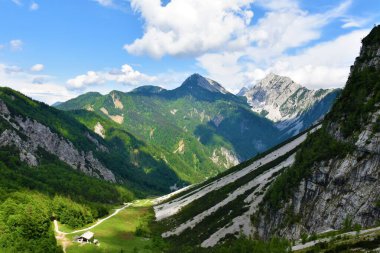 Slovenya 'da Ljubelj geçidi ile Karavanke' deki Zelenica 'daki Alp Vadisi