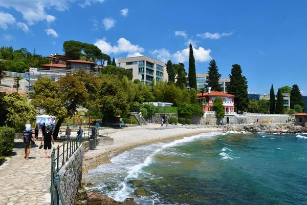 Opatija Horvátország Május 2023 Strand Város Opatija Horvátország Adriai Tenger — Stock Fotó