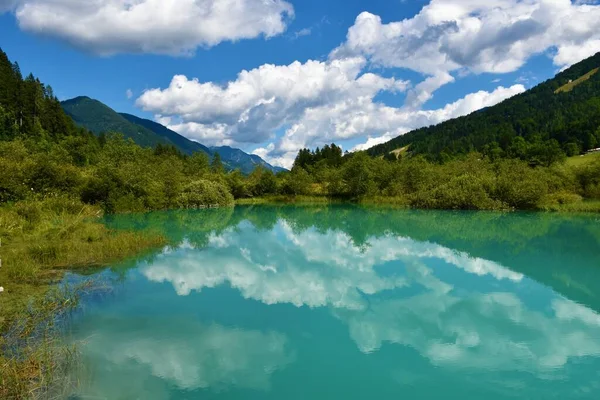 See Bei Zelenci Quelle Sava Dolinka Mit Spiegelung Wasser Der — Stockfoto