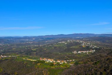 Istria, Primorska, Slovenya 'nın Centur, Babici ve Marezige köylü manzarası