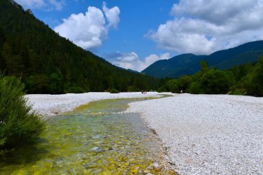 Slovenya 'nın Gorenjska kentindeki Kranjska Gora yakınlarındaki kaya allucium' undan akan Krnica deresi