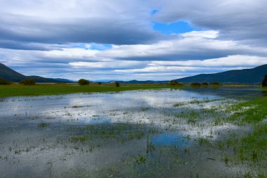 View of intermittent karst lake Cerknica in Notranjska, Slovenia clipart