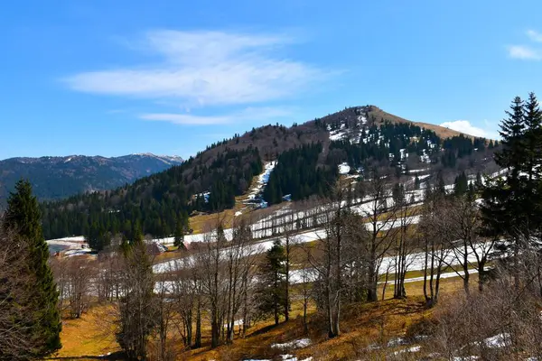 Slovenya 'nın Gorenjska kentindeki Soriska planinasının üzerindeki Lajnar Tepesi manzarası