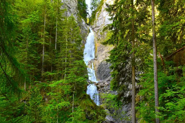Slovenya 'nın Gorenjska kentinde Spodnji Martuljski şelalesi manzarası