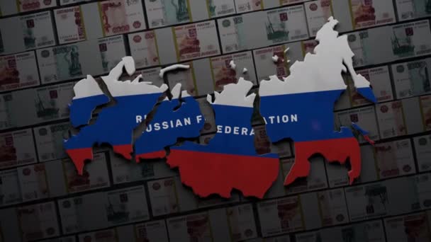 Visualization Map Collapsed Russian Federation Different Parts Render Concept Collapse — Stok video