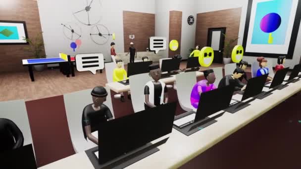 Avatars Web Sites Development Training Company Virtual Workers Futuristic Modern — Vídeo de Stock