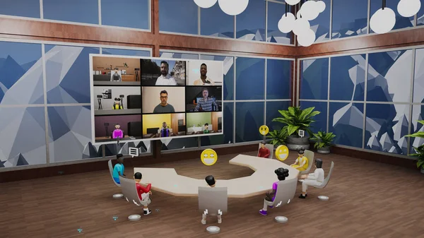 Render Avatars Talk People Video Meta Universe Business Meeting Futuristic — Stockfoto