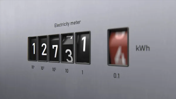 Animation Electricity Meter Close View Kwh Counter Changing Numbers Electricity — Stock Photo, Image