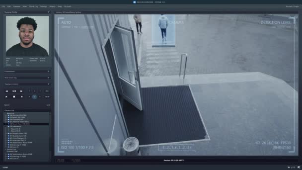 Biztonsági Kamera Lejátszása Képernyőn Üzleti Iroda Biztonsági Kamerája Előtt Program — Stock videók