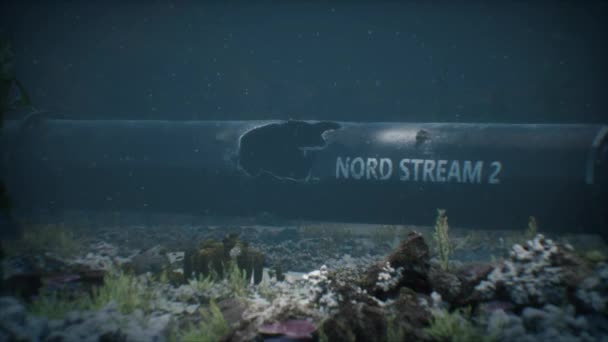 Ilustruje Eksplozję Gazociągu Nord Stream Pod Wodą Morza Bałtyckiego Rura — Wideo stockowe