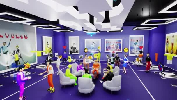 Animazione Futuristico Negozio Abbigliamento Virtuale Avatar Con Icone Piedi Scegliere — Video Stock
