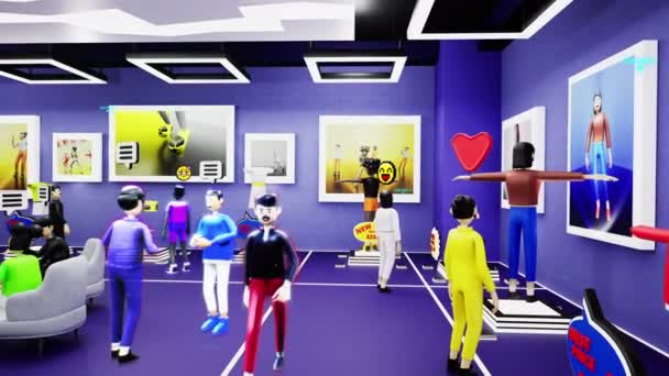 Avatar Con Icone Scegliere Vestiti Nel Centro Commerciale Rendering Futuristico — Video Stock
