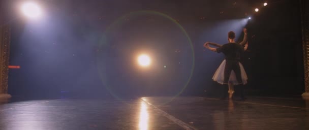 Inquadratura Completa Ballerini Che Praticano Movimenti Balletto Provano Coreografie Sul — Video Stock