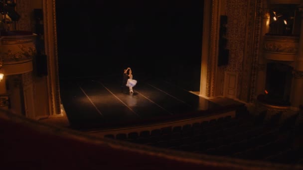 Καθιέρωση Στιγμιότυπων Χορευτών Μπαλέτου Που Ετοιμάζουν Θεατρική Παράσταση Χορού Άνδρας — Αρχείο Βίντεο