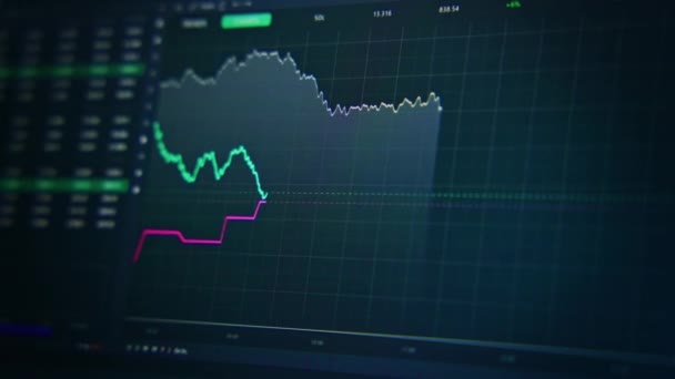 Ekonomisk Grafik Aktier Eller Valuta Displayen Hoppar Upp Och Ner — Stockvideo