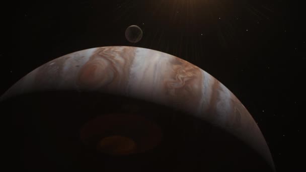 Animation Réaliste Jupiter Lune Europa Ganymède Callisto Tournant Dans Espace — Video