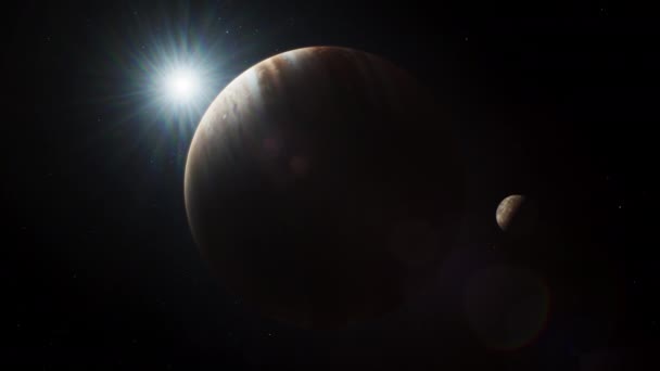 Jupiter Holdja Europa Ganümédész Vagy Callisto Valósághű Animációja Forog Sötét — Stock videók
