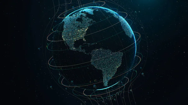 stock image Animated3D Render of transfer. Global internet network connection. Modern technologies and digitalization concept.