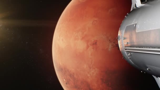 Animazione Realistica Astronavi Che Volano Marte Nello Spazio Oscuro Missione — Video Stock