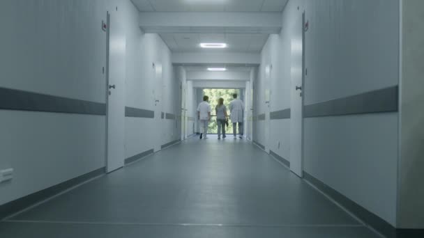 Πίσω Όψη Των Γιατρών Που Περπατούν Κατά Μήκος Του Σύγχρονου — Αρχείο Βίντεο